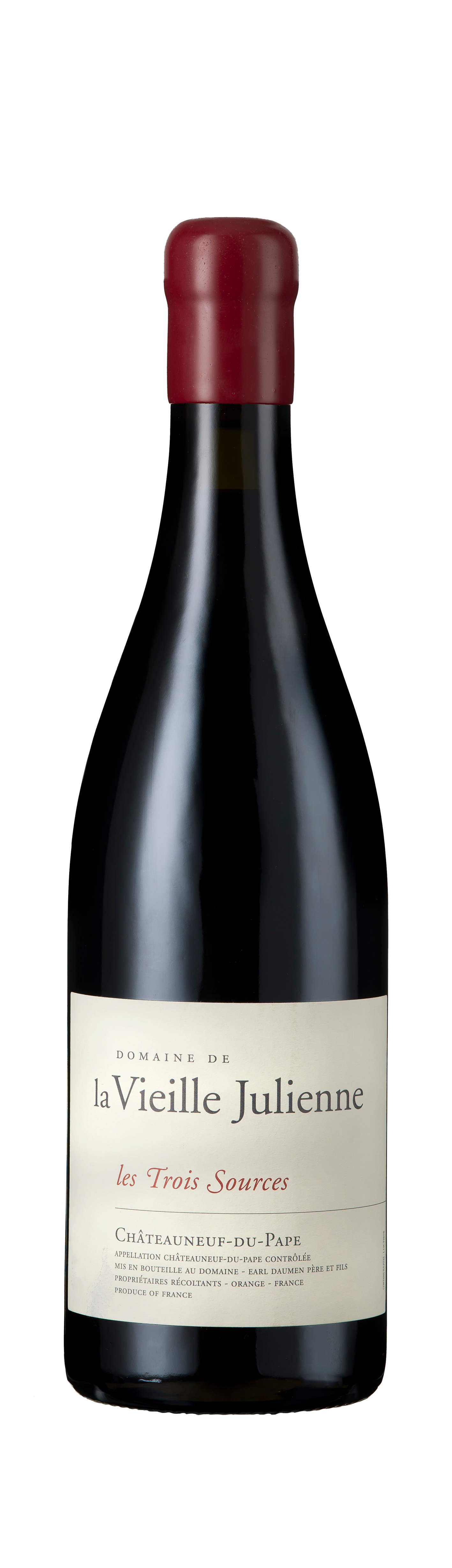 Châteauneuf du Pape Rouge, Les Trois Sources, Domaine de la Vieille Julienne, Rhône, France, 2021