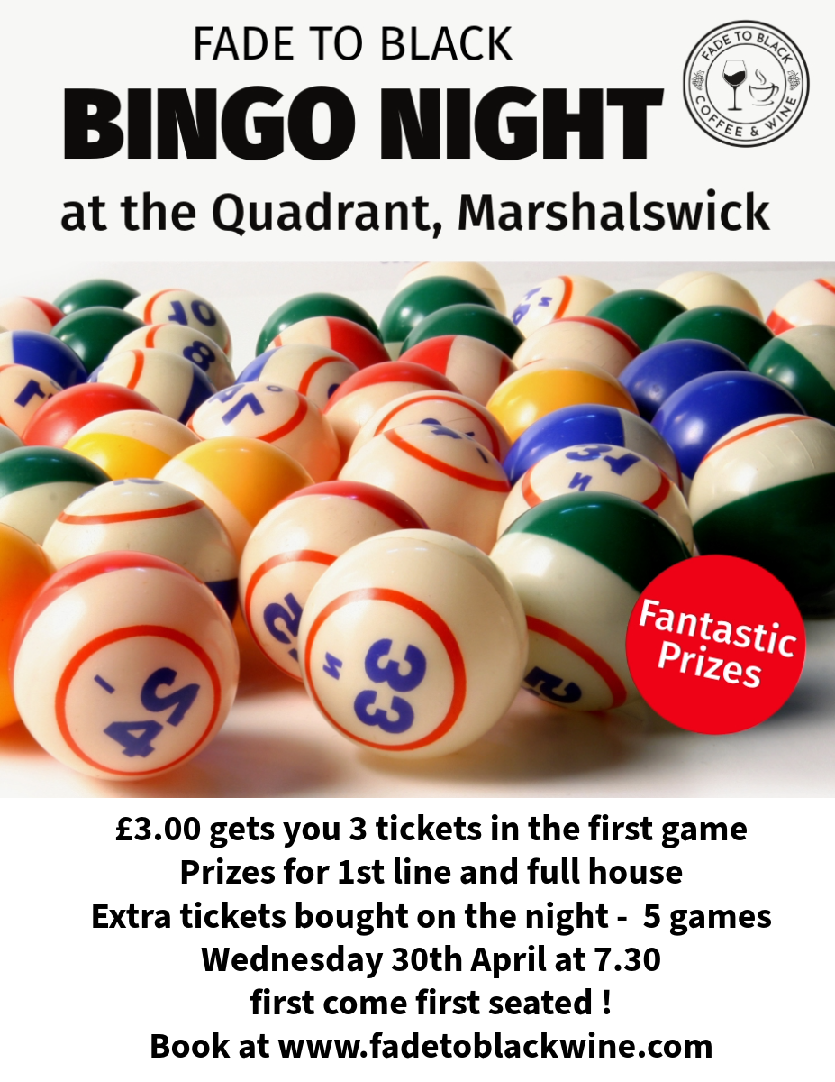 Bingo Night - Wednesday 30th April 2025 - One Person - Quadrant, Marshalswick