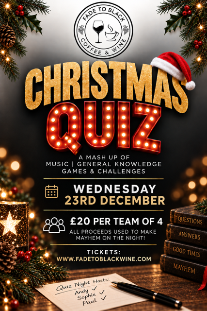 Christmas Quiz - Wednesday 23rd December - Team of 4 - £20