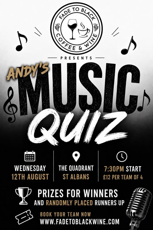 Andy's Music Quiz - Wednesday 12th August 2026 - Teams of 4