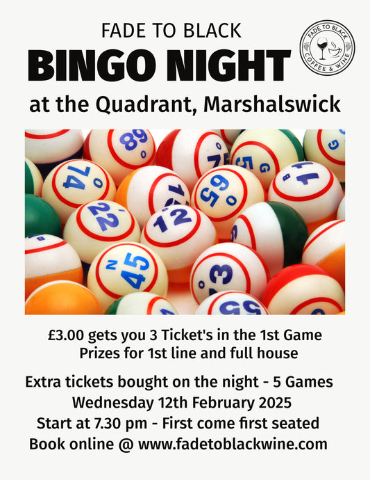 Bingo Night - Wednesday 12th February 2025 - One Person - Quadrant, Marshalswick