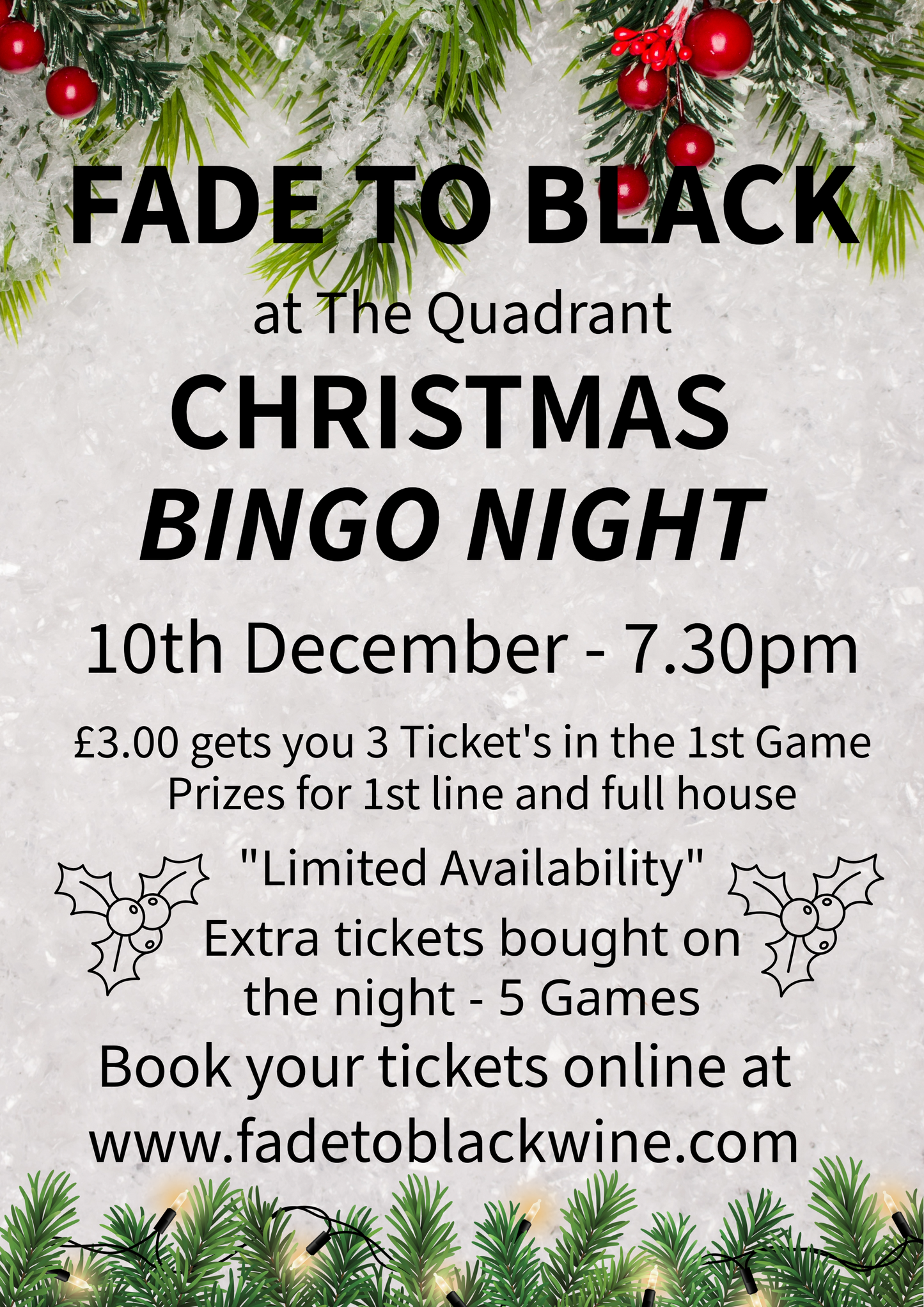 Bingo Night - Wednesday 10th December 2025 - One Person - Quadrant, Marshalswick