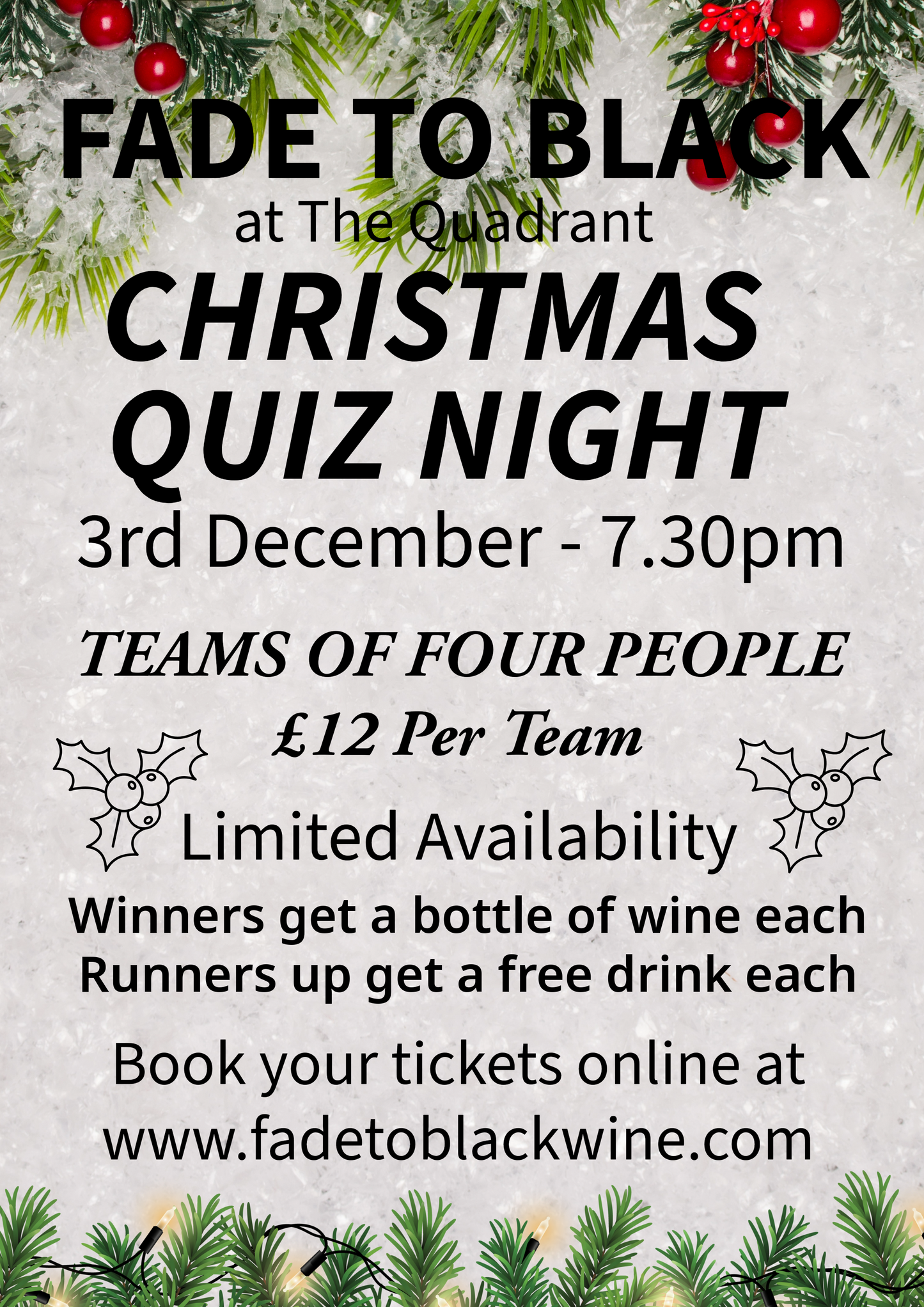 Christmas Quiz Night - General Knowledge - Wednesday 3rd December - Teams of 4 people