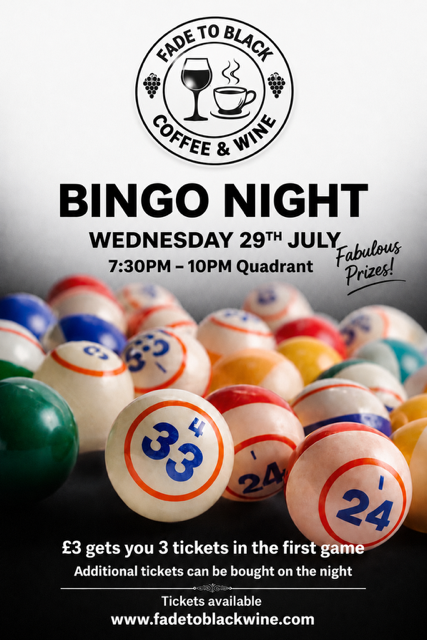 Bingo Night - Wednesday 29th July - one person - Quadrant, Marshalswick