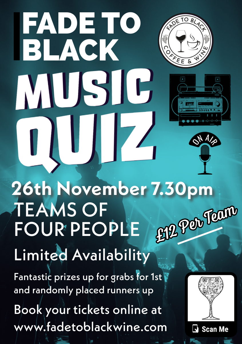 Music Quiz - Wednesday 26th November 2025 - Teams of 4