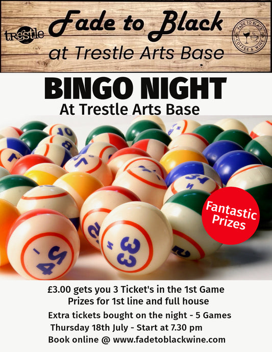 Bingo Night - Thursday 18th July 2024 - One Person - at Trestle Arts Base