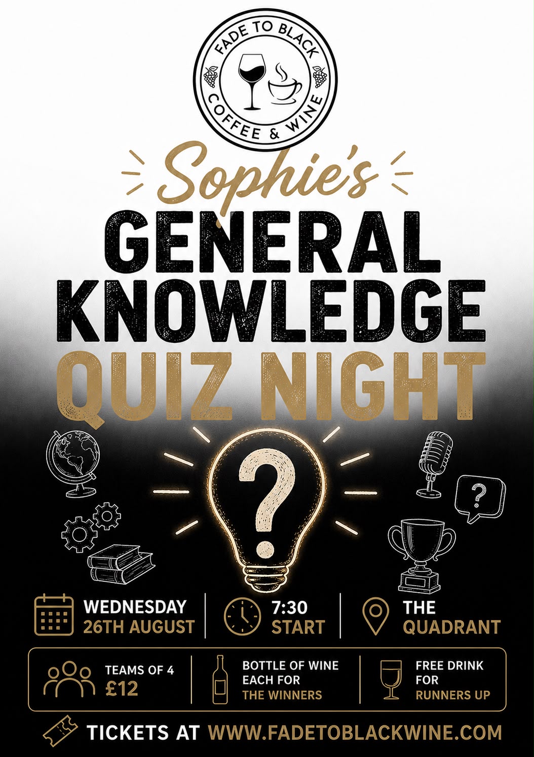 Sophie's General Knowledge Quiz - Wednesday 26th August 2026 - Teams of 4